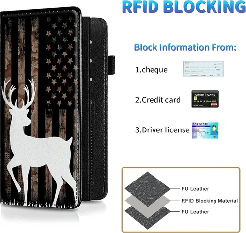 Vista 30 de Funda para chequera para hombres y mujeres, cartera de cuero RFID con ranuras para tarjetas de crédito, soporte de cheques duplicados personales