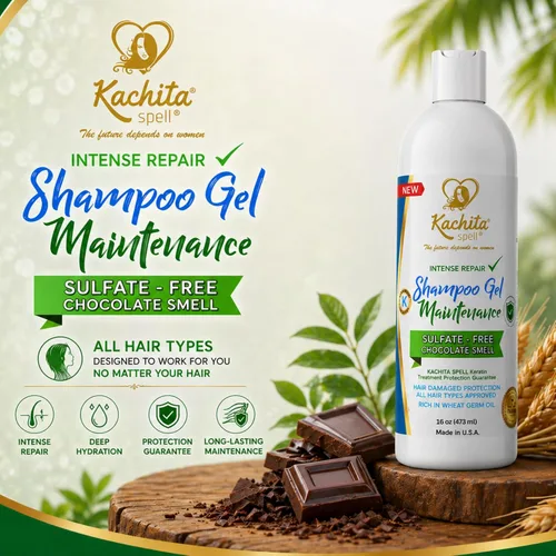 Vista 2 de Kachita Spell Champú acondicionador para tratamientos de queratina sin sulfato sin parabenos K-Shield 16oz