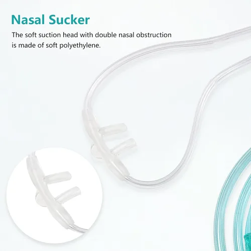 Vista 5 de Paquete de 5 cánula nasal de oxígeno suave para adultos, tubo de cánula nasal estándar de 8.2 pies para concentrador de oxígeno, tubo de oxígeno