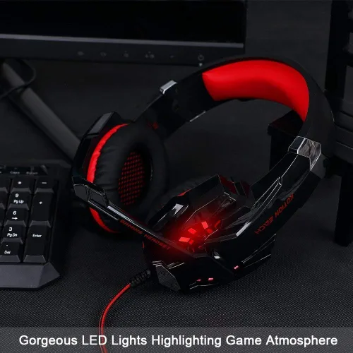 Vista 7 de Audífonos gamer BlueFire para PlayStation 4 PS4, tablets, teléfonos iPhone 66s6 plus5s5c5, conector de 3,5 mm con luz LED de micrófono (color rojo)