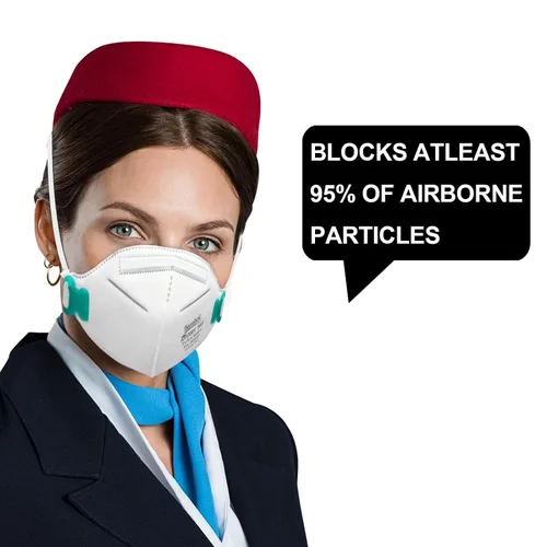Vista 4 de Máscara facial N95, paquete de 30 mascarillas desechables N95 con certificación NIOSH N95, 5 capas, seguridad transpirable, eficiencia del filtro
