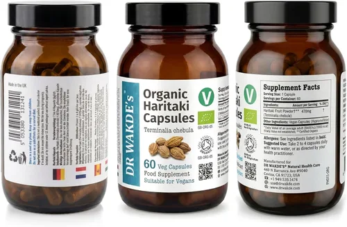 Vista 2 de DR WAKDE'S® Cápsulas Haritaki (Terminalia chebula/Hirda) I 100% Herbal I 60 Cápsulas Vegetales I Suplemento ayurvédico I Descuentos por cantidad I