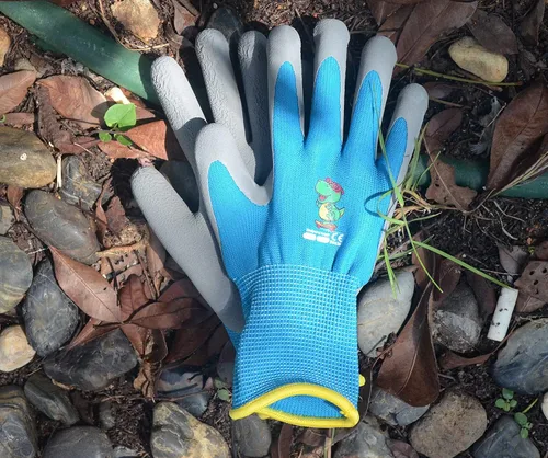 Vista 2 de KDK Guantes de jardinería para niños de 3 a 5 años, guantes de trabajo de patio para niños pequeños, jóvenes, niñas, niños, guantes de goma