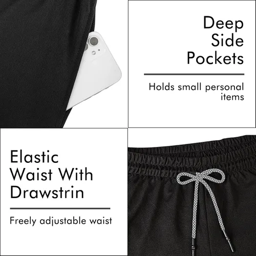 Vista 4 de Pantalones cortos deportivos para hombre, pantalones cortos de entrenamiento 2 en 1 para hombre, pantalones cortos de malla de secado rápido