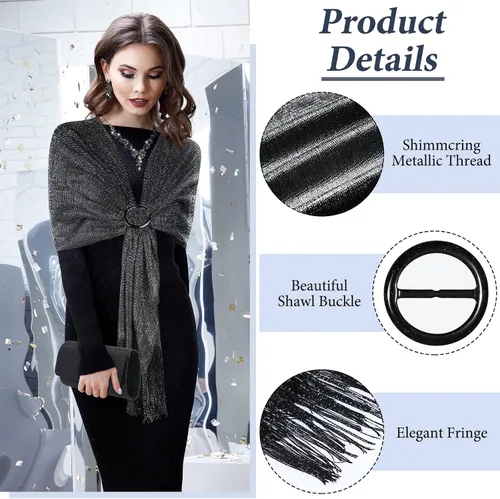 Vista 5 de Tiamon Juego de 5 piezas de joyas de diamantes de imitación, chales y envolturas formales para mujeres, vestidos de noche, bodas nupciales