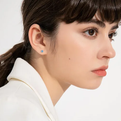 Vista 31 de Aretes pequeños de plata de ley 925 para mujer