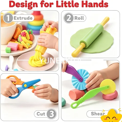 Vista 5 de Juego de herramientas de masa, 9 piezas de herramientas de arcilla para niños de 4 a 8 años, accesorios de masa ABS+ incluye rodillo cortador