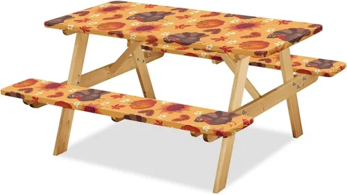 Vista 13 de Funda de mesa de picnic con fundas de banco, resistente al viento, resistente a las manchas, mantel de camping y accesorios de viaje, juego de 3