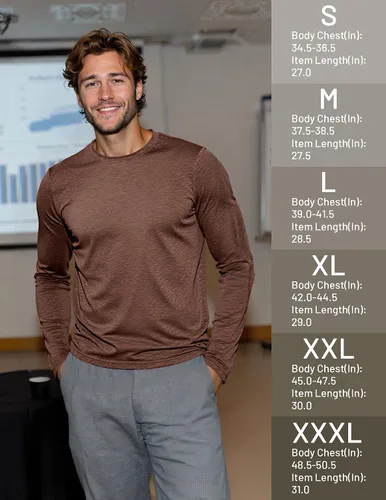 Vista 6 de MIER X-Sofort - Camisetas de manga larga para hombre, ligeras, súper suaves, atléticas, cuello redondo, para correr, descansar, entrenamiento casual