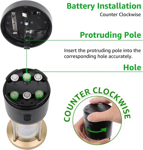 Vista 6 de Lepro Linterna LED recargable de 2000 lúmenes, luz impermeable para tienda de campaña con 5 modos de luz, esenciales para camping, linterna portátil