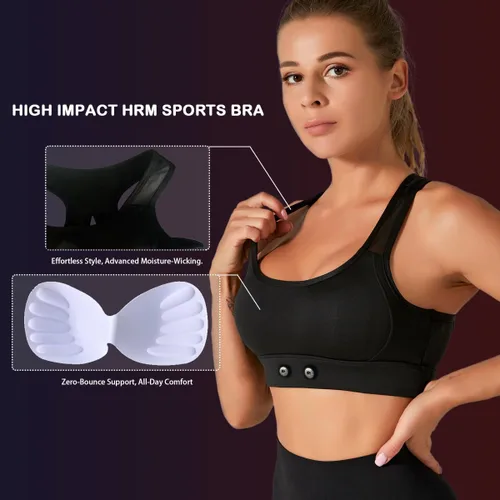 Vista 4 de HRM - Brasier deportivo compatible con Magene Polar Garmin Tickr Wahoo Coospo - Sujetador deportivo con monitor de frecuencia cardíaca