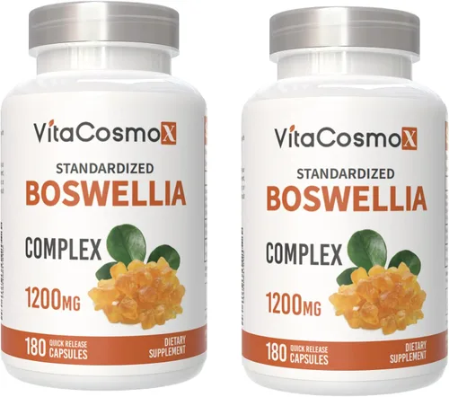 Vista 8 de Boswellia Serrata 1200 mg con 4 mg de pimienta negra BioPerine por porción, 180 cápsulas vegetarianas, sin OMG y sin gluten