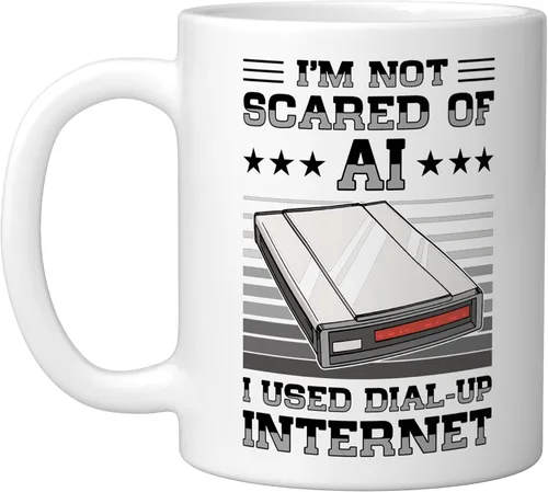 Vista 15 de 90s Nostalgia Retro 90s Dial Up Internet Vintage Ceramic Mug, Black/White