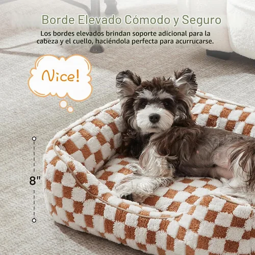 Vista 2 de JOEJOY Cama para perros medianos y pequeños, sofá cama ortopédica rectangular para perros, bonita cama moderna para cachorros con felpa jacquard
