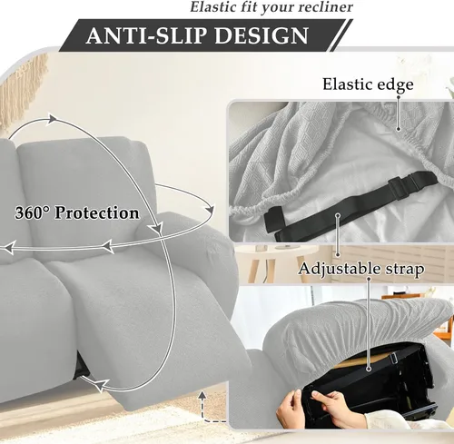 Vista 5 de Fundas para sofá modular reclinable, impermeable, en forma de L, lavable, para sofá reclinable en forma de L, súper elásticas, suaves, para esquinas