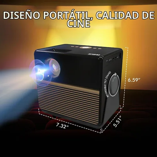 Vista 4 de Mini proyector RCA Smart Proyector portátil 1080P con WiFi y Bluetooth Proyector de película con soporte inclinable
