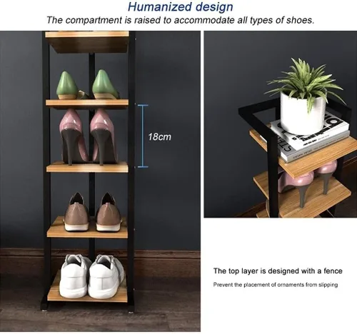 Vista 4 de Zapatero organizador de zapatos de 5 capas para el hogar, estante de almacenamiento multifunción para entrada, dormitorio, zapatero para zapatos