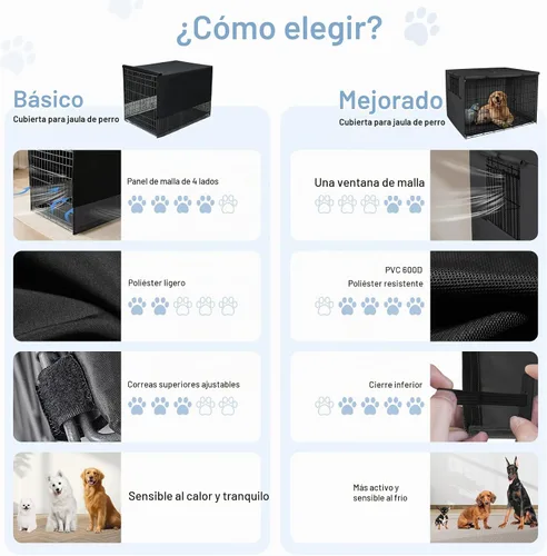 Vista 4 de Explore Land Funda transpirable para jaula de perro, ventilación de malla de 4 lados, funda básica para perrera para mascotas, todos los lados Negro