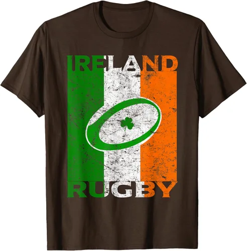 Vista 8 de Camiseta de rugby irlandés con la bandera de Irlanda, regalo vintage Negro