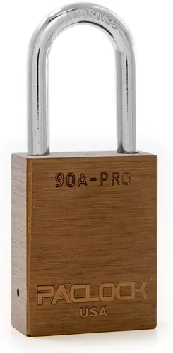 Vista 38 de PACLOCK Candado de la serie 90A-PRO, compre American Act obediente, aluminio anodizado marrón, cilindro de 7 pines de alta seguridad con 1 llave por
