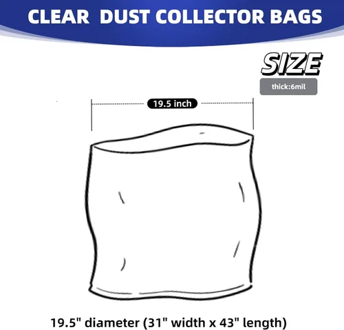 Vista 3 de 709563 Bolsas colectoras de polvo de plástico transparente, paquete de 6 Para JET Lower Dust Collection DC-1100VX, DC-1200VX Central Machinery