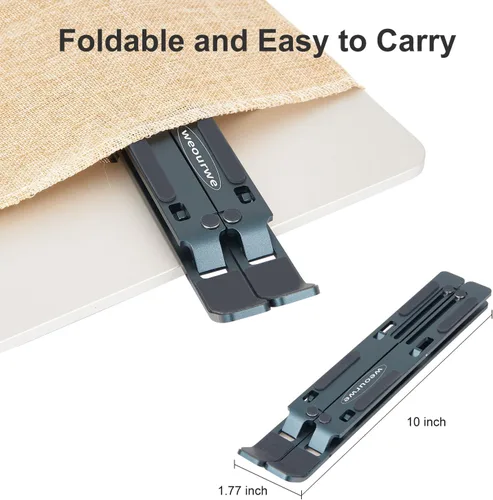 Vista 2 de Soporte ergonómico y plegable para computadora de escritorio, elevador ajustable, se adapta a todas las computadoras portátiles y portátiles