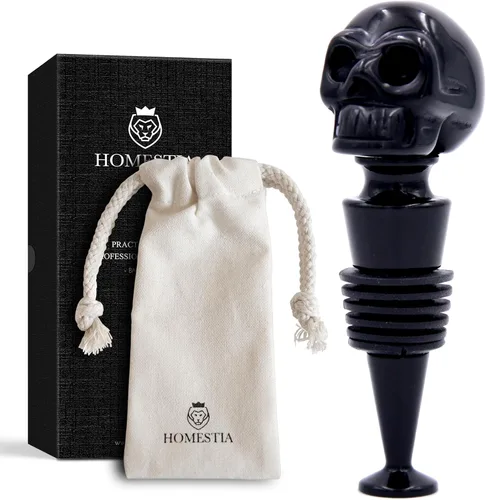 Vista 12 de Tapón de vino con calavera de Homestia, tapón de botella protector de vino, corchos de vino reutilizables para bebidas, protector de vino Negro
