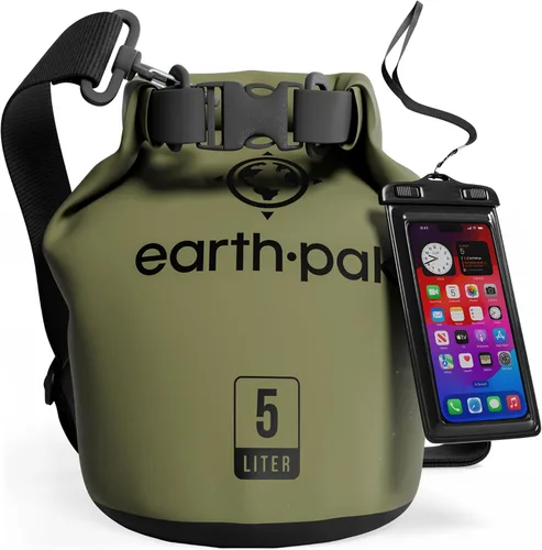 Vista 40 de Earth Pak Bolsa Seca Impermeable - Mochila Impermeable de Cierre Enrollable Superior Mantiene el Equipo Seco para Kayak con Funda Impermeable