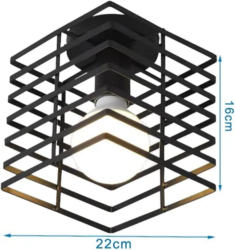 Vista 7 de Vintage Industrial Style Adjustable Hanging Light Fixture for Café, Loft, Conference Room, Hotel - Elegant Metal Cage Design(D1)