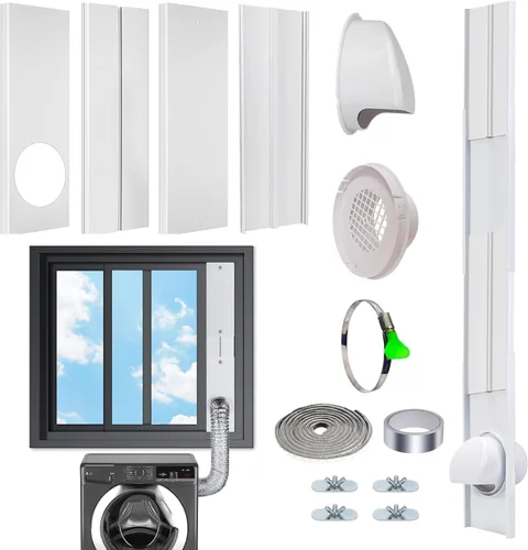 Vista 10 de Kit de ventilación para secadora de ventana Estoder con manguera de ventilación de secadora de 4 pulgadas y 10 pies, kit universal de ventilación