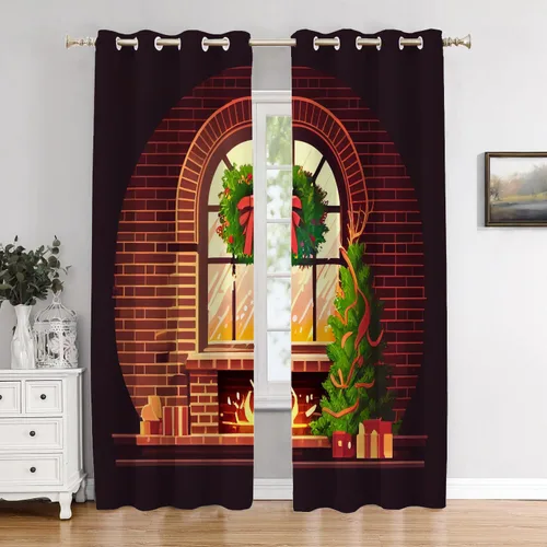 Vista 24 de Cortinas opacas de poliéster multicapa para ventanas de padre e hijo, 2 unidades, 26 x 24 pulgadas
