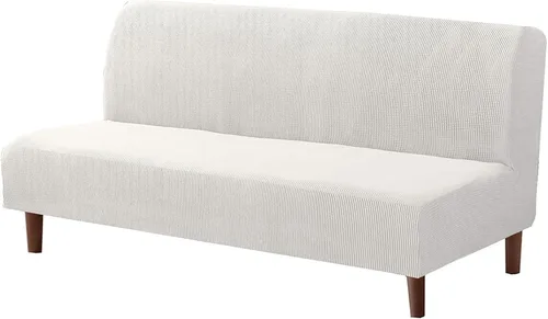 Vista 16 de Funda elástica para sofá de futón sin brazos, fundas de sofá y cama de forro polar a cuadros, fundas protectoras lavables para muebles con parte