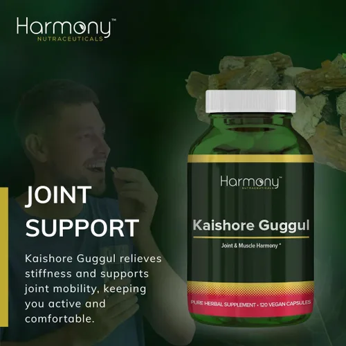 Vista 2 de Kaishore Guggul, Harmony Nutraceuticals, Ayurveda Tradicional 120 Cápsulas Vegetarianas