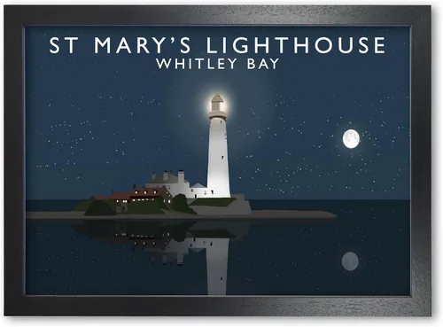 Vista 3 de Impresión de Whitley Bay, póster de viaje del faro de Santa María, póster de Whitley Bay, foto de Whitley Bay, colgante de pared de Whitley Bay