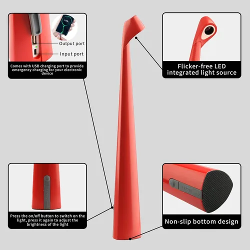 Vista 6 de Lámpara de mesa LED portátil de 3 niveles de brillo, batería recargable de hasta 48 horas de uso, luz nocturna para guardería de niños, lámpara