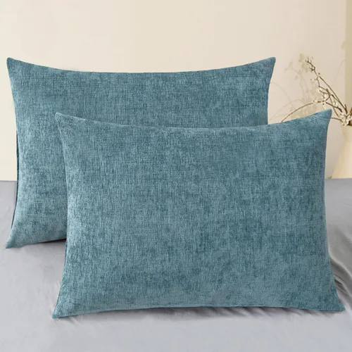 Vista 104 de CaliTime - Paquete de 2 fundas de almohada acogedoras para sofá, decoración del hogar, felpilla suave teñida sólida, 16 x 16 pulgadas, marrón Marrón