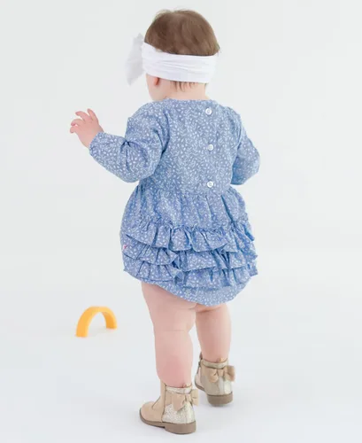 Vista 4 de RuffleButts Mamelucos de burbujas de manga larga para bebés y niñas pequeñas