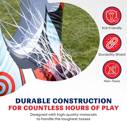 Vista 6 de Preferred Toys Juego inflable de fútbol de 65 pulgadas, juego de lanzamiento de red de doble cara con mini bolas, juguete deportivo para fiestas