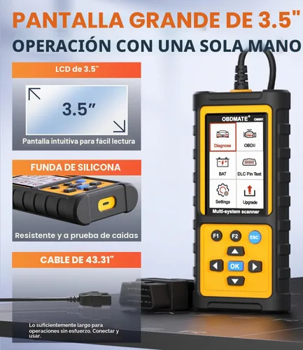 Vista 6 de Escáner OBD2 con transmisión ABS SRS, restablecer luces de falla Compruebe el lector de código del motor con funciones OBDII completas Prueba