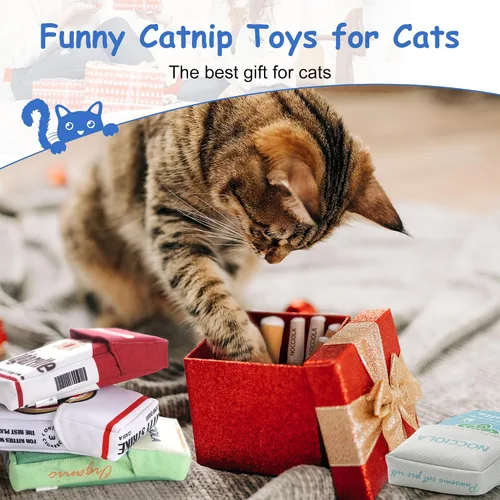 Vista 7 de Nocciola Paquete de 3 juguetes de hierba gatera para gatos, divertidos juguetes para gatos rellenos con hierba gatera orgánica 100% pura, juguetes