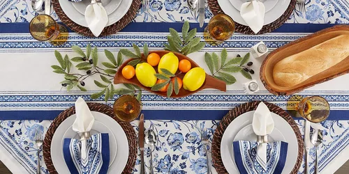 Vista 2 de DII Table Top Décor Collection - Camino de mesa de primavera y verano, 14x72 pulgadas, estampado de rayas de Oporto Oporto Stripe