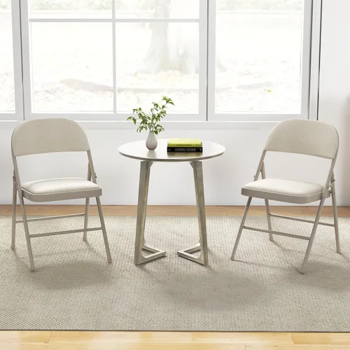 Vista 9 de GOFLAME Paquete de 6 sillas plegables, juego de sillas de comedor de tela con asiento acolchado y marco de metal, asiento comercial tapizado