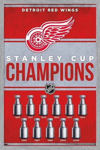 Vista 12 de Trends International NHL Detroit Red Wings - Póster de pared de Champions 23, 34 pulgadas de largo x 22.4 W, paquete de póster y montaje prémium