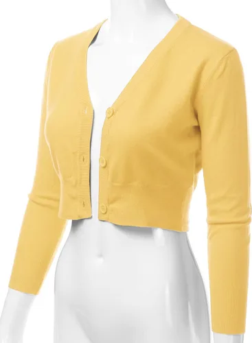 Vista 2 de Cárdigan corto de manga 34 para mujer (S-XXL)
