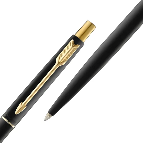 Vista 4 de Bolígrafo clásico de punta de bola negro mate con adornos dorados de Parker