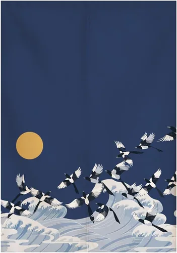Vista 15 de Cortina japonesa Noren para puerta, tapiz de Hokusai Ukiyoe, cortina de puerta de cocina, bistró, decoración del hogar, 29 x 35 pulgadas
