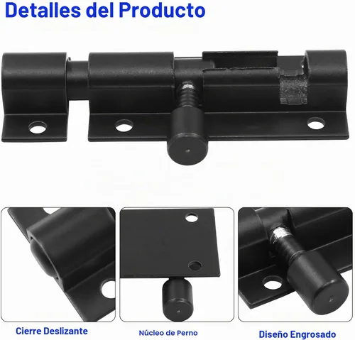 Vista 4 de Piutouyar 2 Piezas Pestillo de Cerrojo de Barril de 2 Pulgadas, Pestillo de Puerta Corredera de Alta Resistencia de Aleación de Aluminio Mini Negro