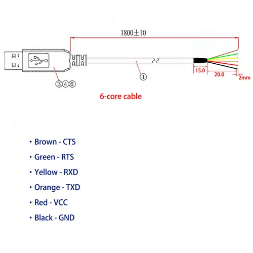 Vista 3 de Cable adaptador serie USB a RS232 de 6 pies con chip FT231XS (6 pines)