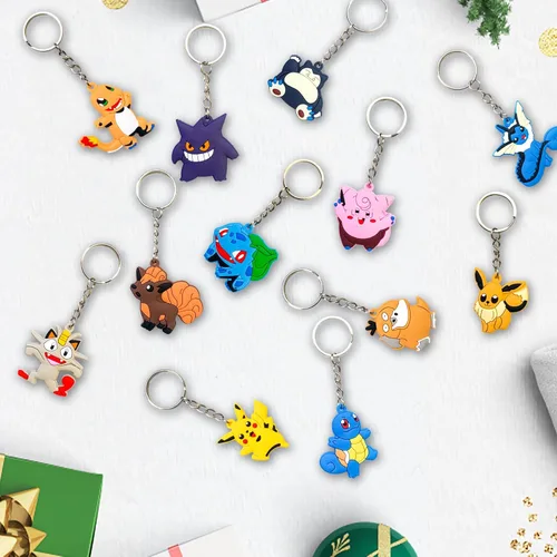 Vista 3 de Purifyo Llavero de dibujos animados, lindo llavero de silicona para niños y niñas, regalo de fiesta (12 piezas de anime)