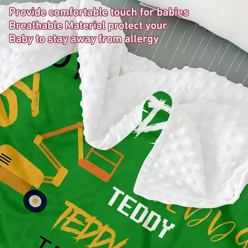 Vista 5 de Manta de bebé de doble capa con nombre personalizado, manta de ropa de cama para niños pequeños con estampado verde lima, multiusos para Halloween